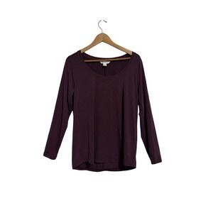 Athleta Stratus II‎ Long Sleeve Top Womens Medium Purple Scoop Neck Casual